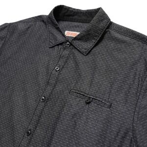 Michael Brandon Button‎ Up Short Sleeve Shirt Mens Large Black Geometric Pocket